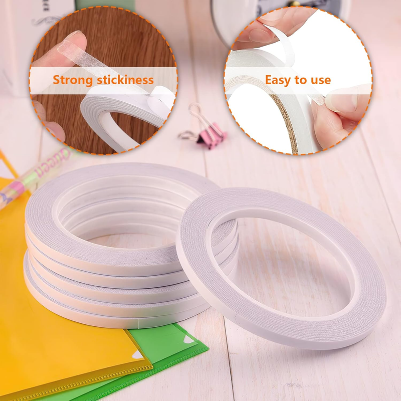 Double Sided Tape for Crafts, 10 Rolls Double Sticky Tape, 6mm x 25m Scrapbookin
