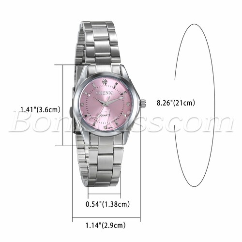 Womens Charm Stainless Steel Band Rhinestone Dial Quartz Analog Wrist Watch Gift