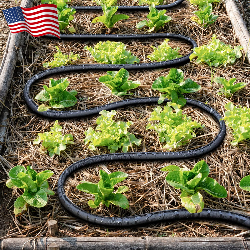 Flat Soaker Hose Linkable Drip Irrigation Hose Leakproof Garden 50ft 2 Pack