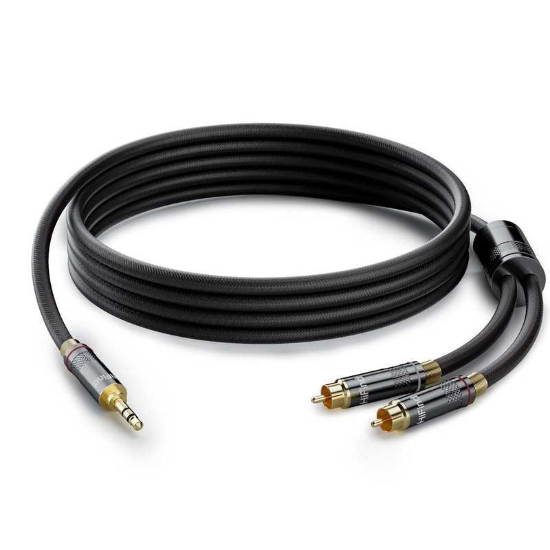 3.5Mm to 2 RCA Stereo Audio Cable 6 Ft (Real Hi-Fi Sound-Silver Plated Copper-Sp