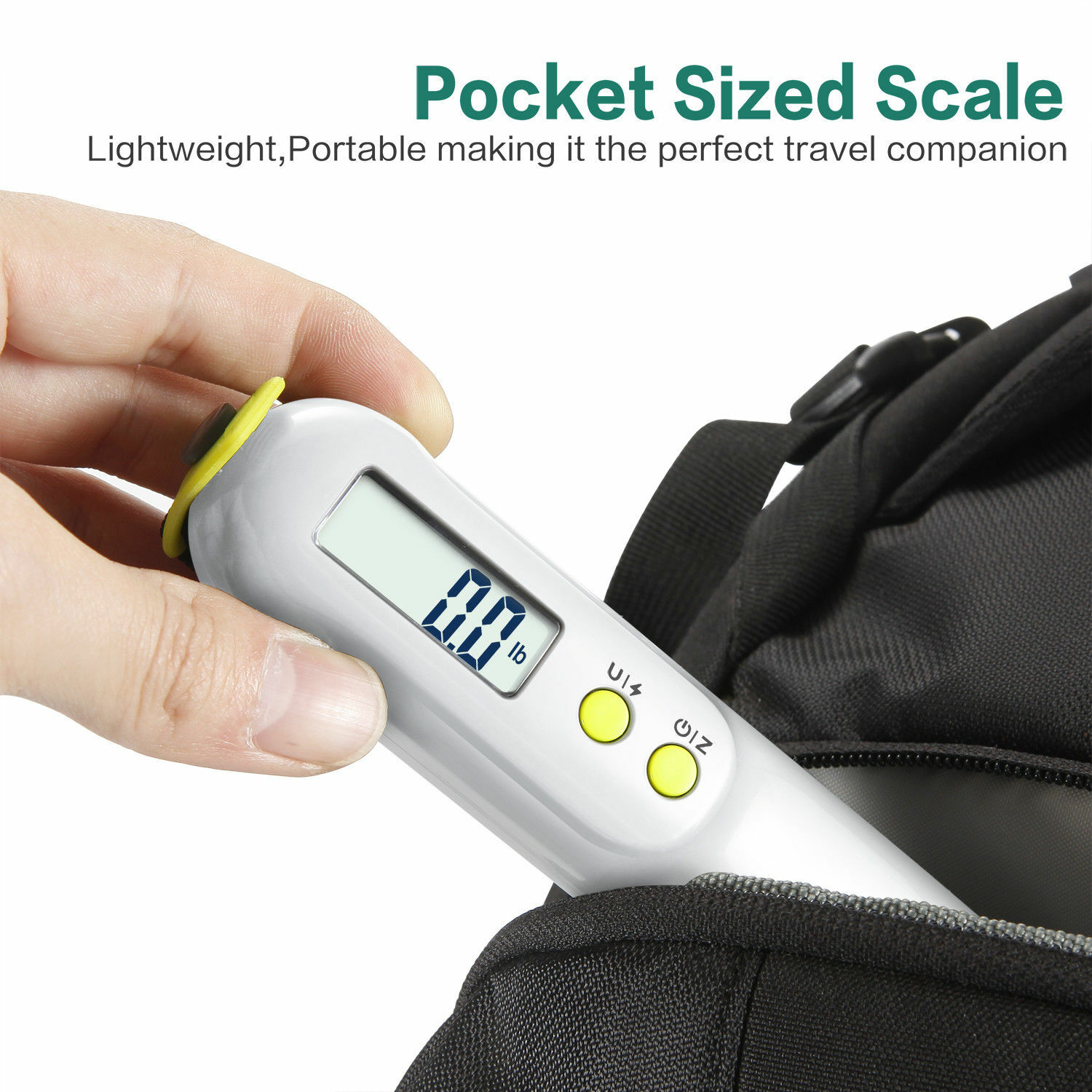 Digital Luggage Scale w/Power Bank 2500mAh 110lb Portable Travel Hook White