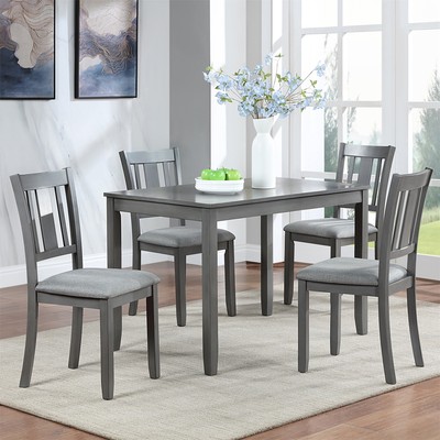 5 Piece Dining Table Set Dining Table with 4 Chairs for Kitchen Dining Room Gray