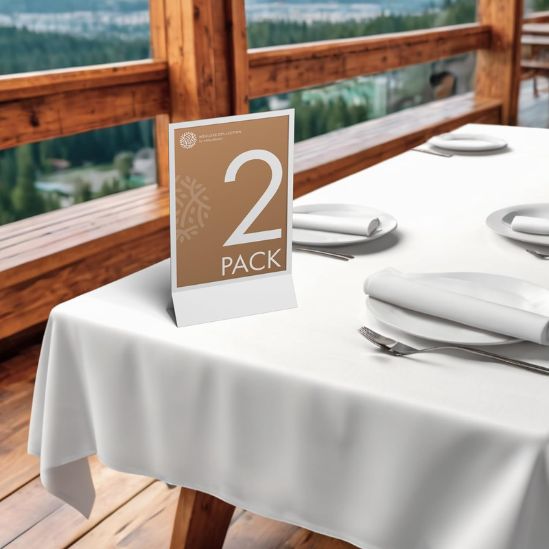 Set of 2 White Rectangle Tablecloths, 60x126 Inch