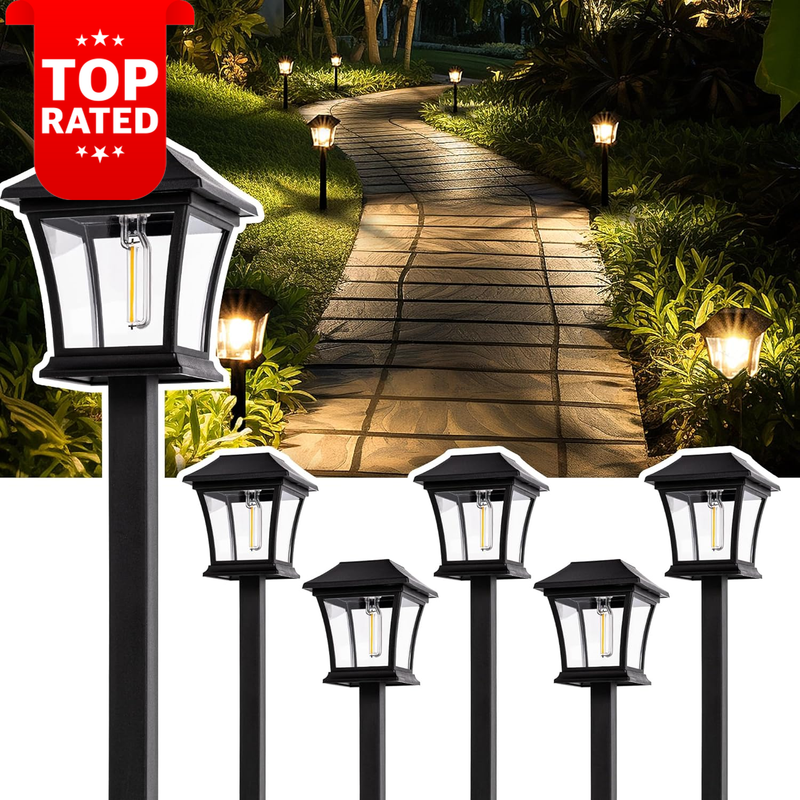 6 Pack Waterproof Solar Pathway Lights Outdoor Garden Yard Lawn Warm White