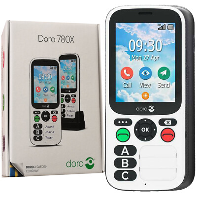 BNIB DORO 780X Dual SIM 4GB + 512MB Black/White Factory Unlocked 4G/LTE GSM