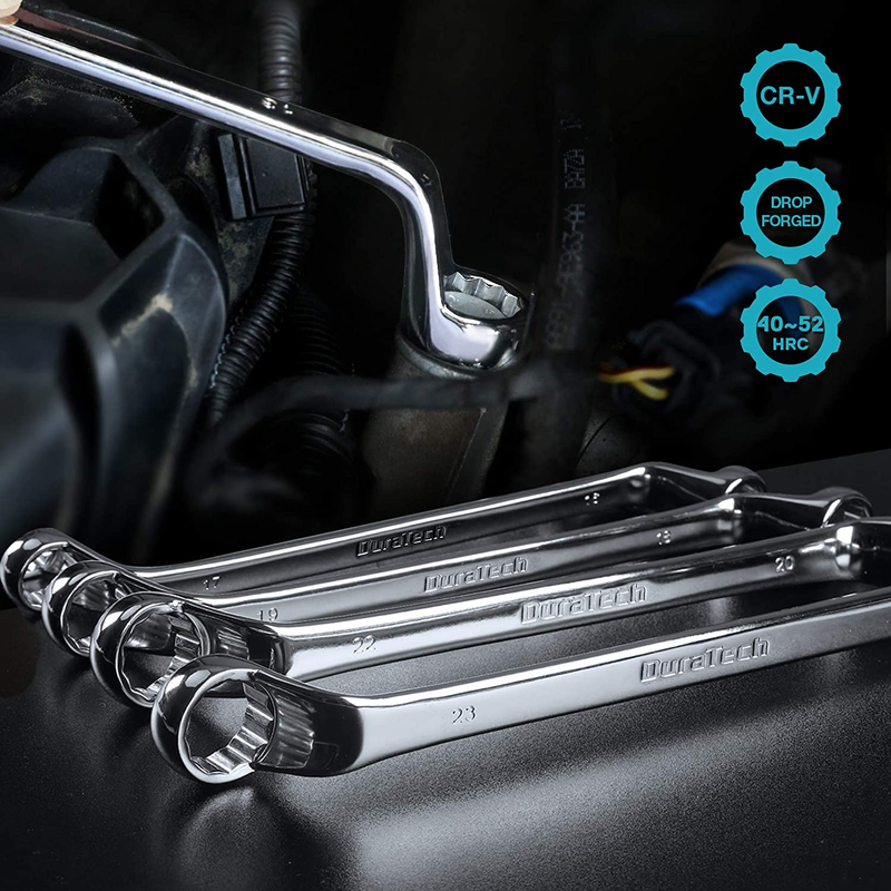 9 PCS Double Box End 75 Degree Deep Offset EXTRA LONG Wrench Tools Set 6-23Mm