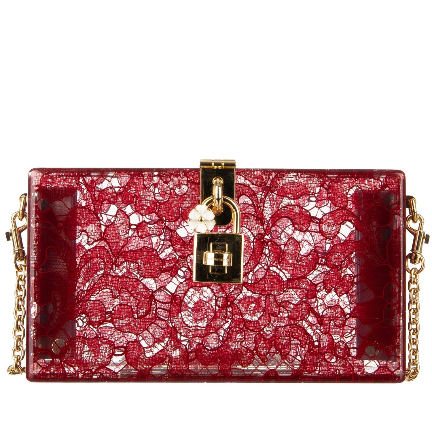 Клатч Dolce & Gabbana из оргстекла Dolce Box с кружевом Taormina, красный 11657