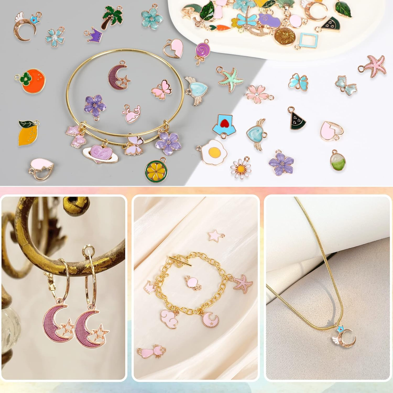 200Pcs Charms Bulk Bracelet Necklace Pendants for DIY Jewelry Craft Making