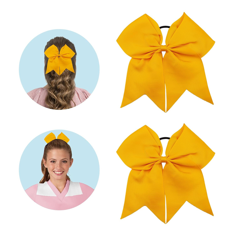 Yellow Cheer Bows for Cheerleaders Cheerleading Bows 2 Pcs 8 Inch Large Golden Y