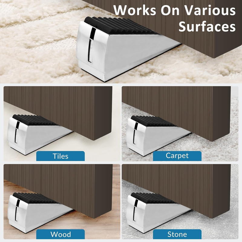 Heavy Duty Door Stopper, 2 Pack Adjustable Spring Large Stopper, 3 Inches High T
