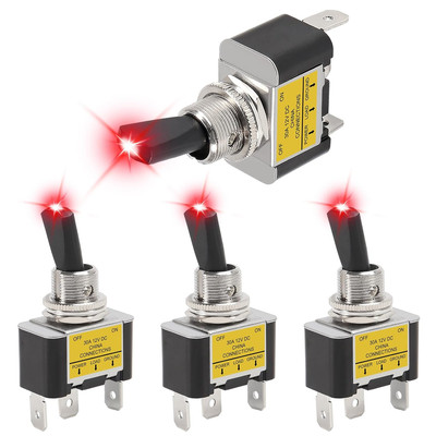 4PCS Red LED Toggle Switch 30 Amp 12 Volt Toggle Switch SPST on off 2 Position 3