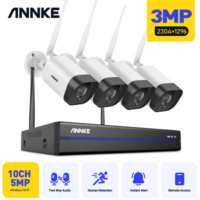 ANNKE 5MP 8CH NVR Wireless 3MP Security IP Camera System Two Way Audio Recording