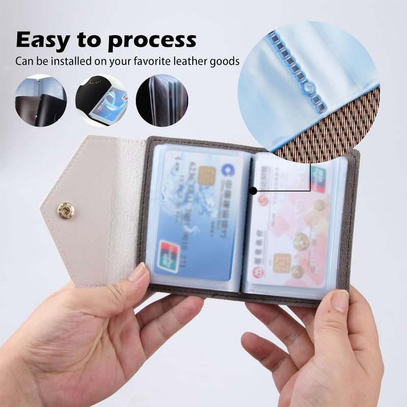 Plastic Wallet Insert Credit Card Holder Transparent (10 Page 20 Slots, 1 Pack)