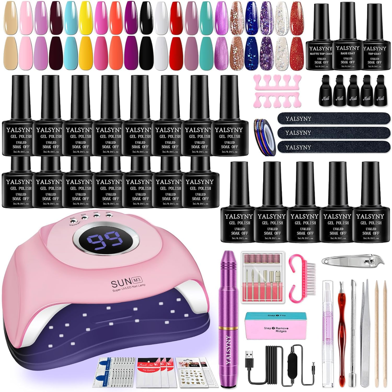 20 Colors Gel Nail Polish Kit with 180W Nail Dryer Curing Gel Nail Polish Electr