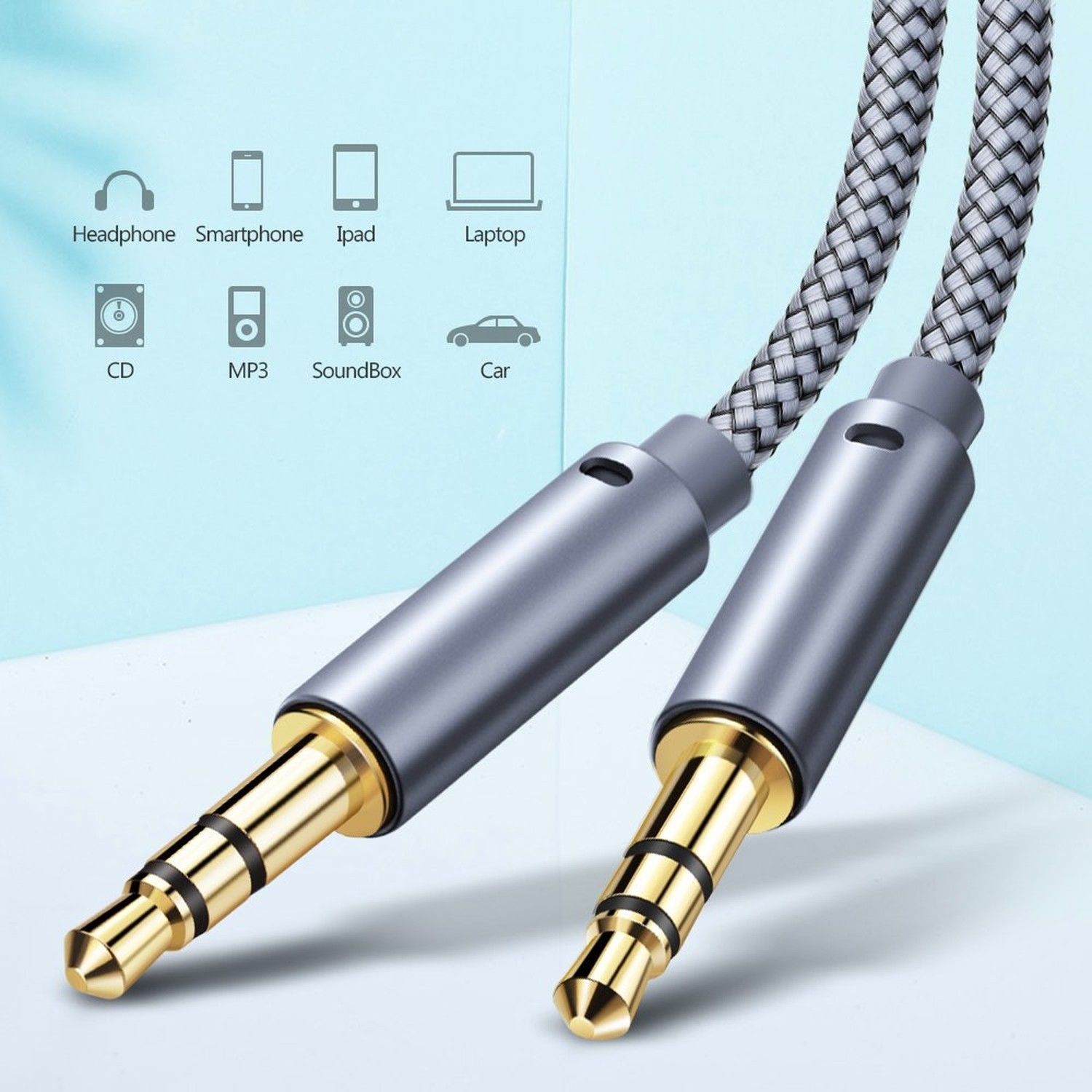 2pack JSAUX AUX Cable[4ft] 3.5mm Premium Auxiliary cable Male to Male usa seller