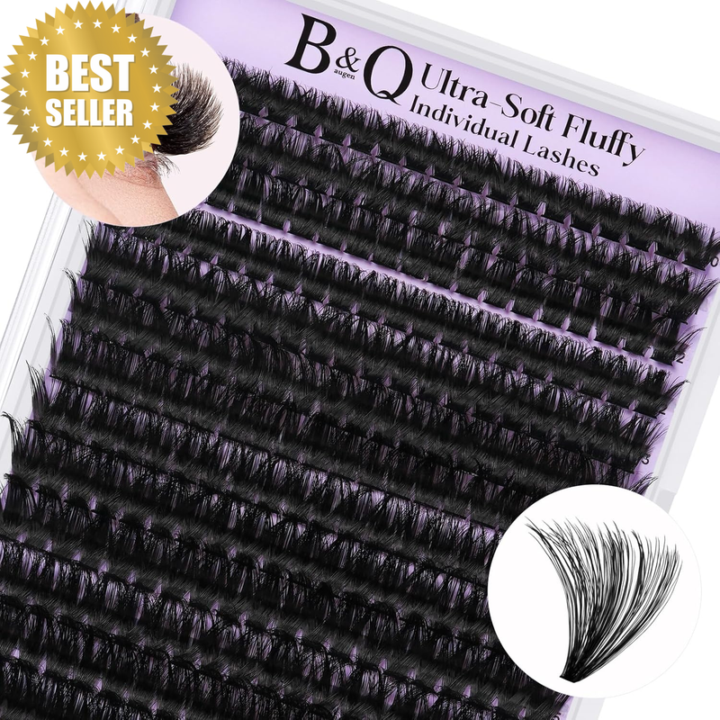 B&Q Volume Lash Clusters 100D, Supersoft Eyelashes Clusters 10-18Mm, D Curl Clus