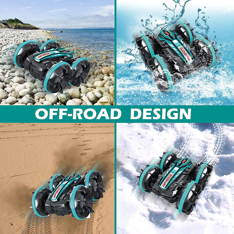 Amphibious Remote Control Car, 2.4 Ghz Land Water Rc Boat Stunt Car with 360&deg; Ro