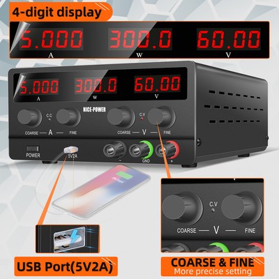 60V 5A Laboratory adjustable DC power supply Variable LCD display precision
