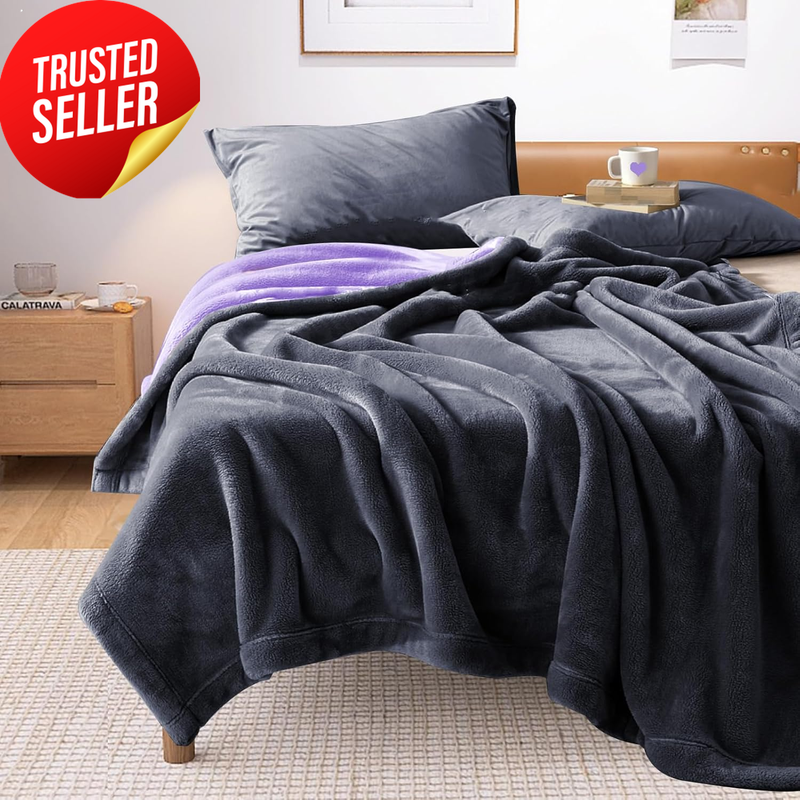 Waterproof Reversible Blanket 90X80 Grey Purple Leakproof Mattress Protector Sof