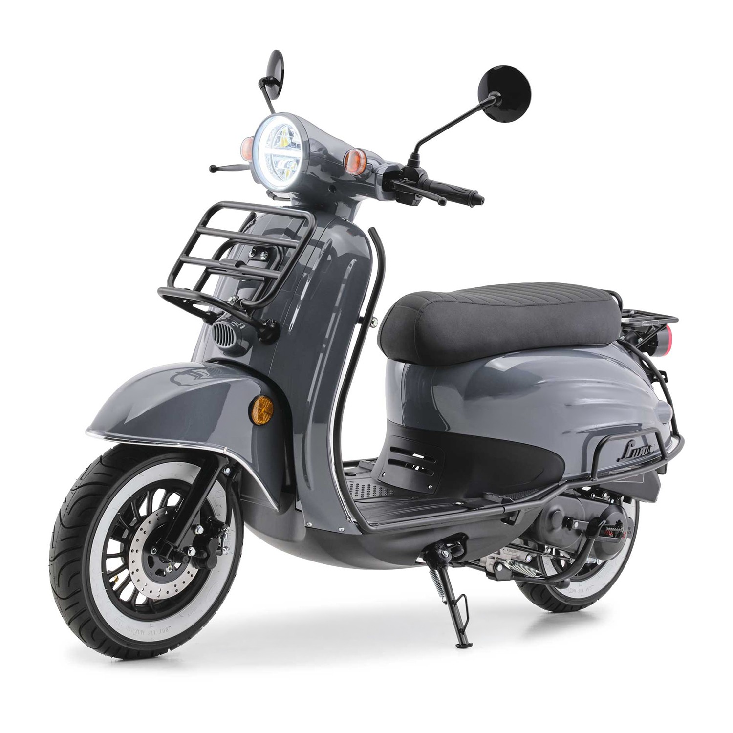 Motorroller 50 ccm 25 km/h EFI Euro 5 Retro-Roller Mofa Burnout Luna Grau