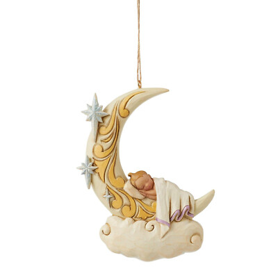 Jim Shore Heartwood Creek Baby Sleeping on Moon Christmas Ornament 6011677
