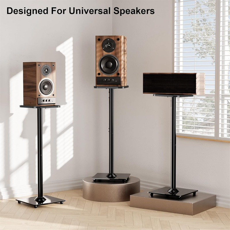 Universal Floor Speaker Stands for Surround Sound, 31 Inch Height Bookshelf Spea