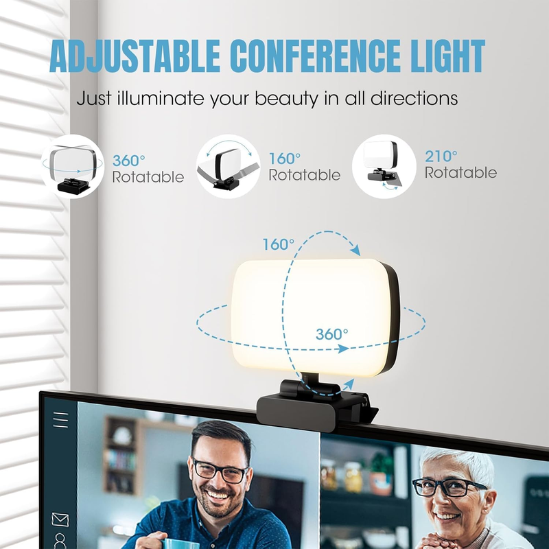 Conference Video Light, Clip-on Laptop Light with 120 LEDs and 3 Light Modes, 10
