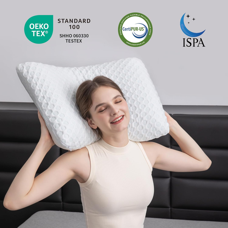 Gel Memory Foam Pillows 2 Pack Firm Pillow Dual-Sided Cooling & Cozy Washable Co