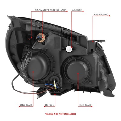 For 2010-2015 Chevy Equinox LTZ Black/Clear Projector Headlight Headlamps Pair