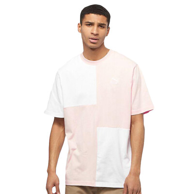 Мужская классическая футболка в стиле пэчворк Puma Cloud Pink/White