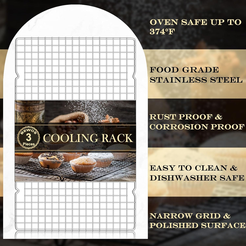 Cooling Racks for Cooking and Baking - 3 Pieces Stainless Steel Baking Racks, 15