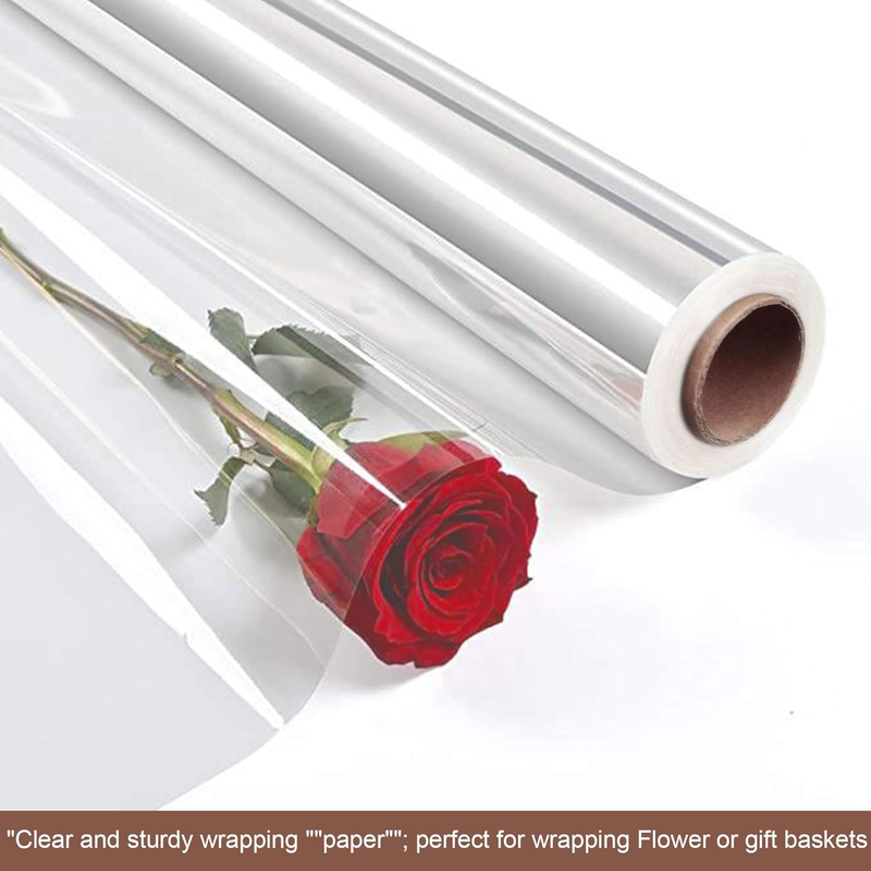Zcintert Cellophane Wrap Clear Cello Roll,31.5" X98' Transparent Plastic Wrappin