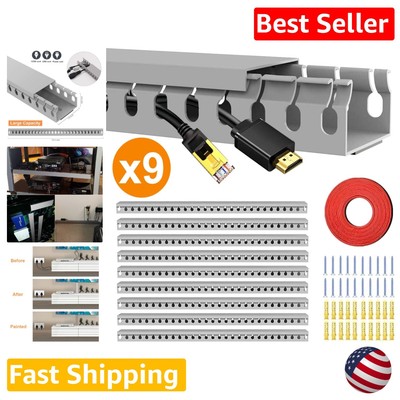 138'' Cable Management System - Hide Cords Under Desk/TV/Computer - Grey