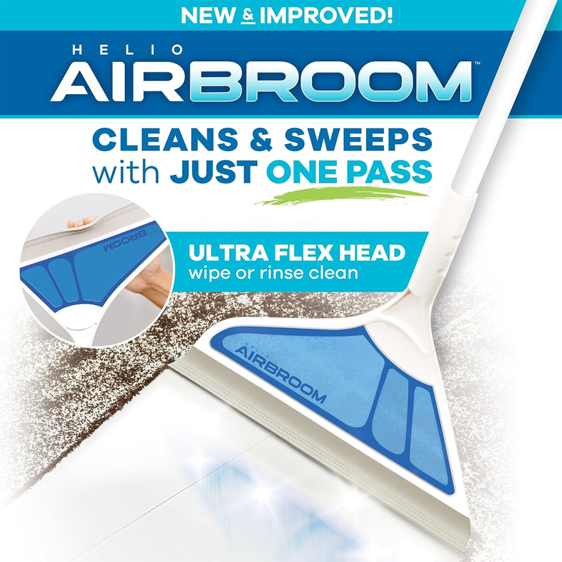 Helio Air Broom 3 Piece Kit All Surface Sweeper and Squeegee for Wet and Dry Cle