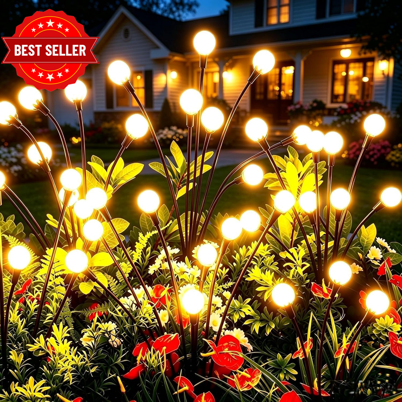 Solar Garden Lights 4-Pack (32 Leds) - Flexible Wind Solar Swaying Light,Ip65 Wa