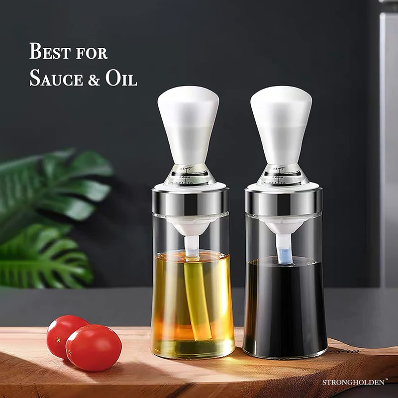 Glass Oil Dispenser Bottle for Kitchen with Brush, Oil Dispenser with Brush - Cr
