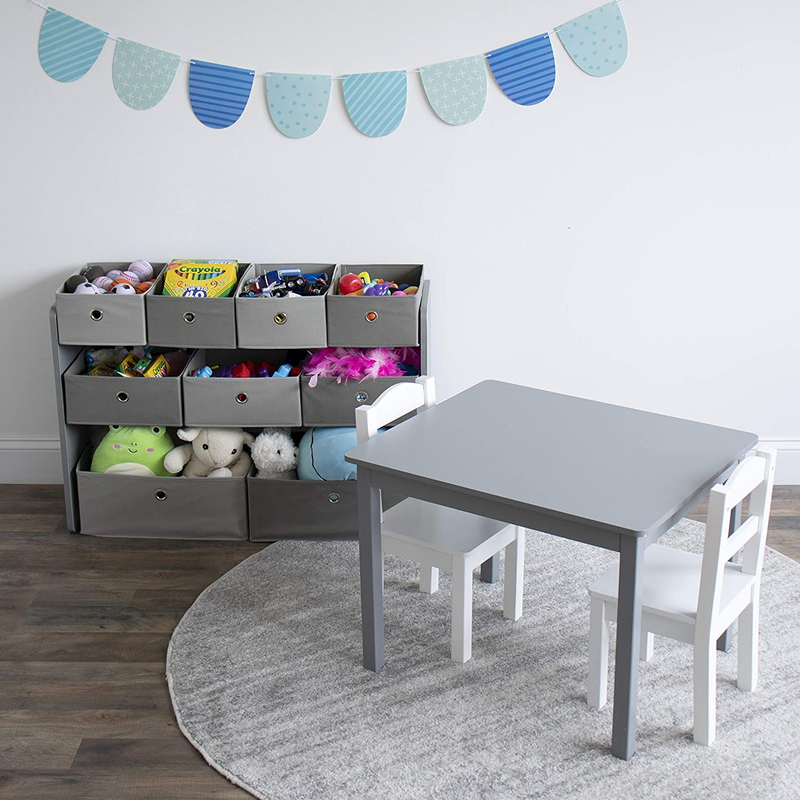 Humble Crew Kids Toy Organizer with 9 Storage Fabric Bins, Grey