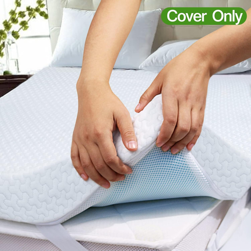3 Inch Mattress Topper Cover Full (Only Cover) Cooling Bamboo Rayon Zippered Cov