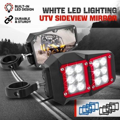 Универсальные боковые зеркала заднего вида со светодиодной подсветкой UTV + Декоративные накладки