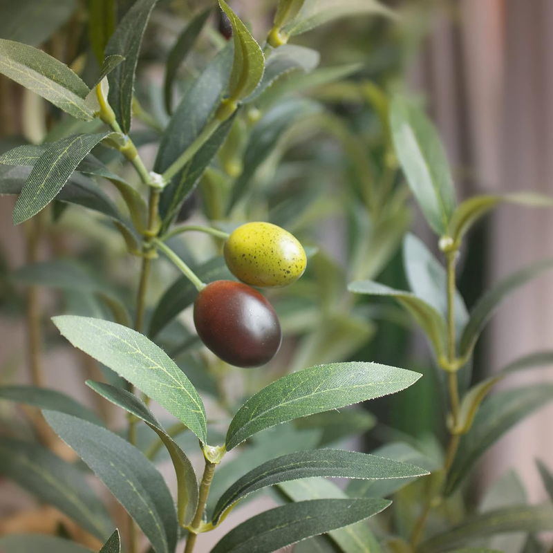 Faux Olive Tree 6ft，Olive Trees Artificial Indoor with Natural Wood Trunk and Re
