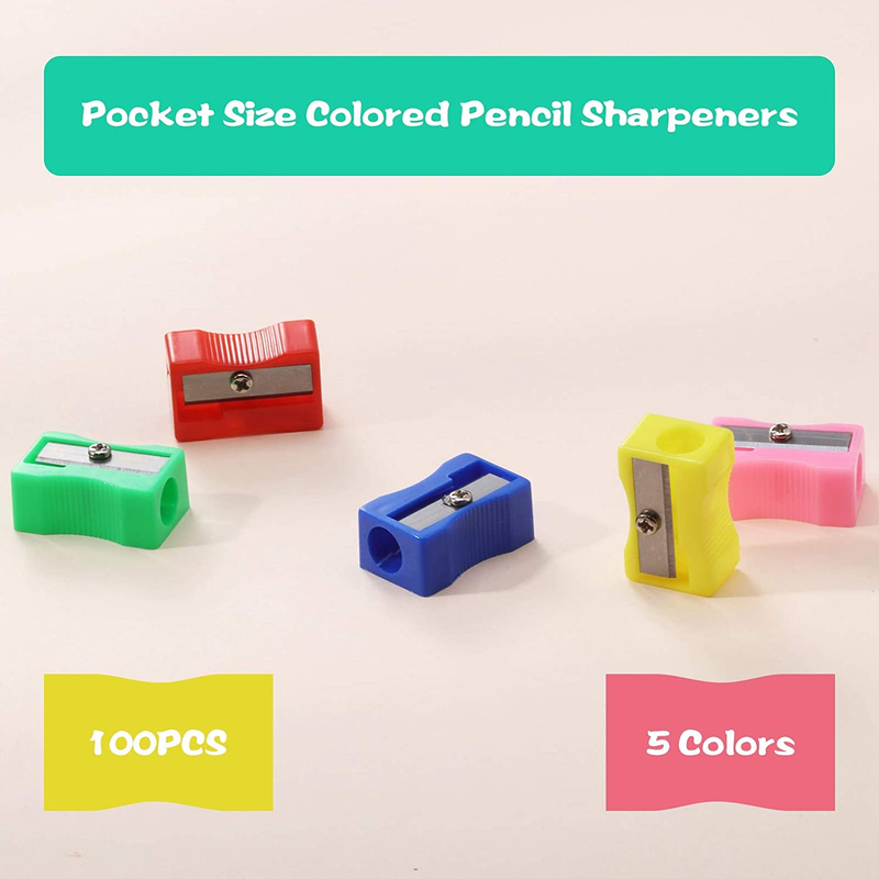 100 Pack Pencil Sharpeners Bulk Mini Pencil Sharpeners for Kids Single Hole Penc