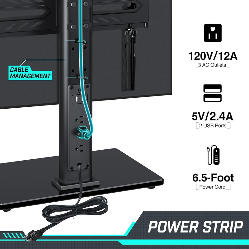 TV Stand with Power Outlet, Universal TV Mount Stand for 27-60 inch TVs，Height A