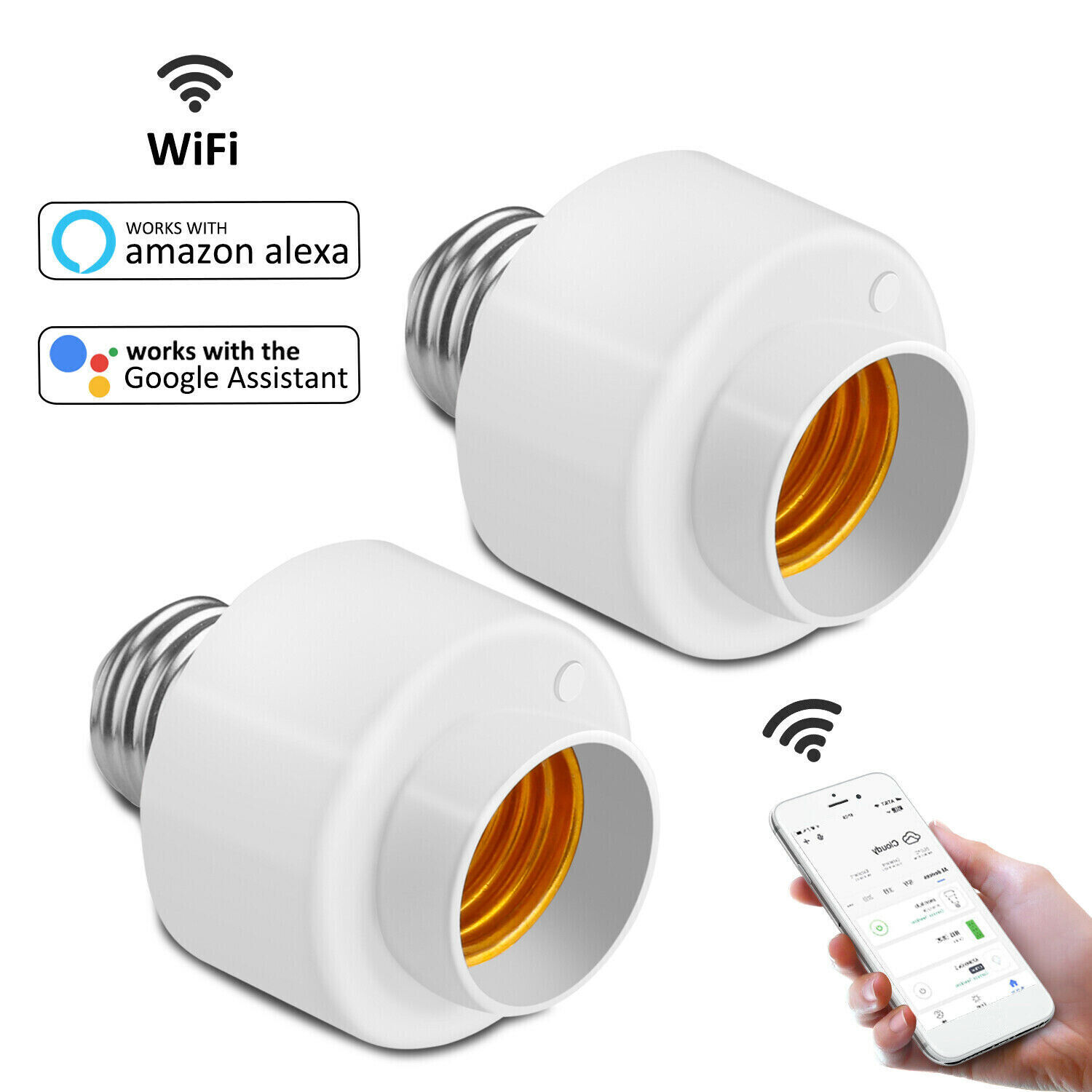 Smart WiFi Light Bulb Socket Adapter E26/E27 Base for Google Home Alexa IFTTT US