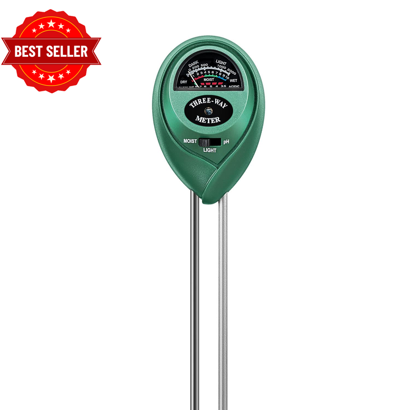 Soil Tester, 3-In-1 Plant Moisture Meter Light and PH Tester for Home, Garden, L