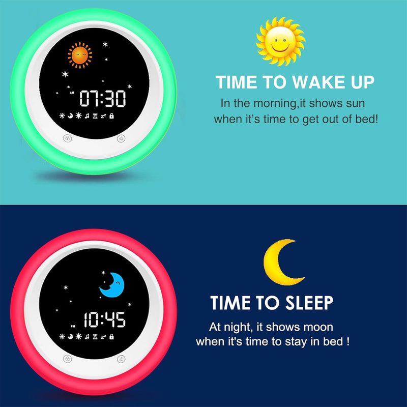 I.CODE Sun & Moon Rise Kids Alarm Clock, Children's Sleep Trainer, Sleep Sound M
