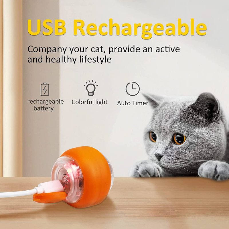 Motion Activated Cat Toy Ball Rechargeable Auto On/Off Interactive