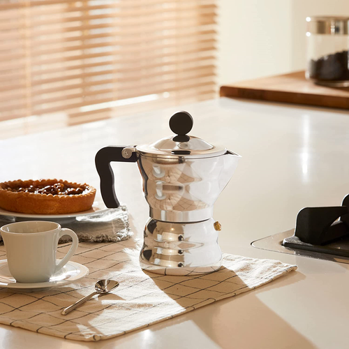 Alessi AAM33/3 Moka Stove Top Espresso 3 Cup Coffee Maker in Aluminium Castin...