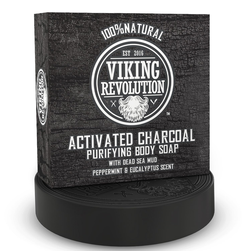 Viking Revolution Skin Cleaning Agent Activated Charcoal Soap for Men w/Dead Sea