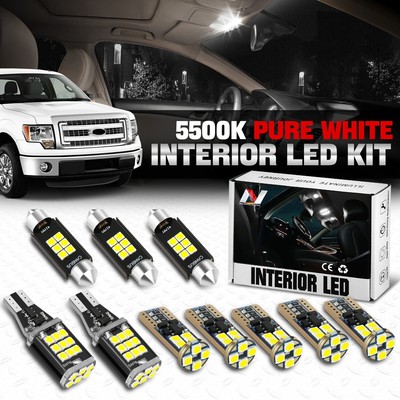 [10шт]Для 09-14 Ford F150 Белая внутренняя светодиодная лампа Canbus с купольной картой номерного знака