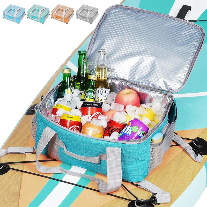 Paddle Board Cooler Bag, Waterproof Portable Deck Bag with Top Mesh Pocket, 12 C